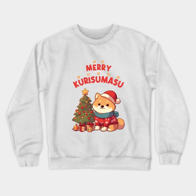 Meri Kurisumasu Japanese Shiba Christmas Crewneck Sweatshirt by Takeda_Art